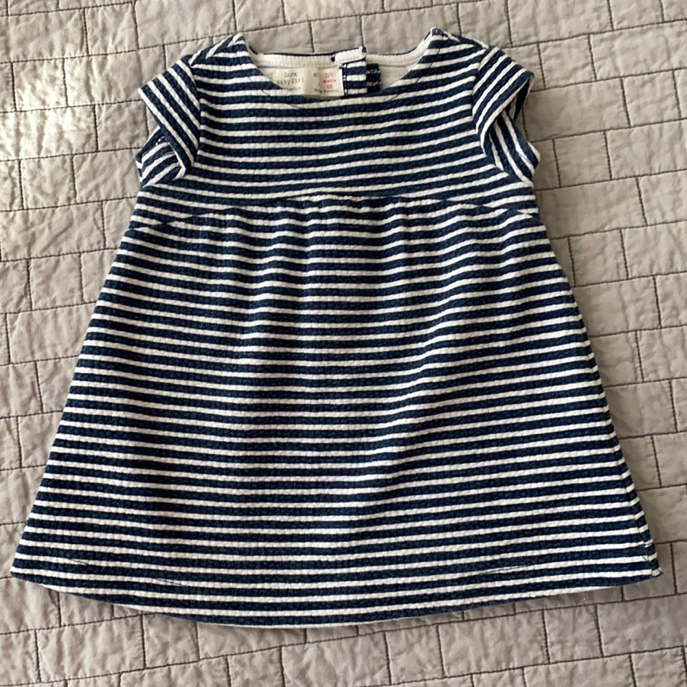 Navy and white striped dress